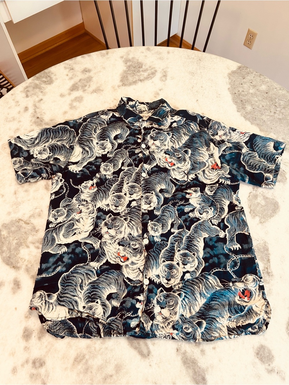Men’s Freenote Cloth Blue Hawaiian Ice Tiger Shirt